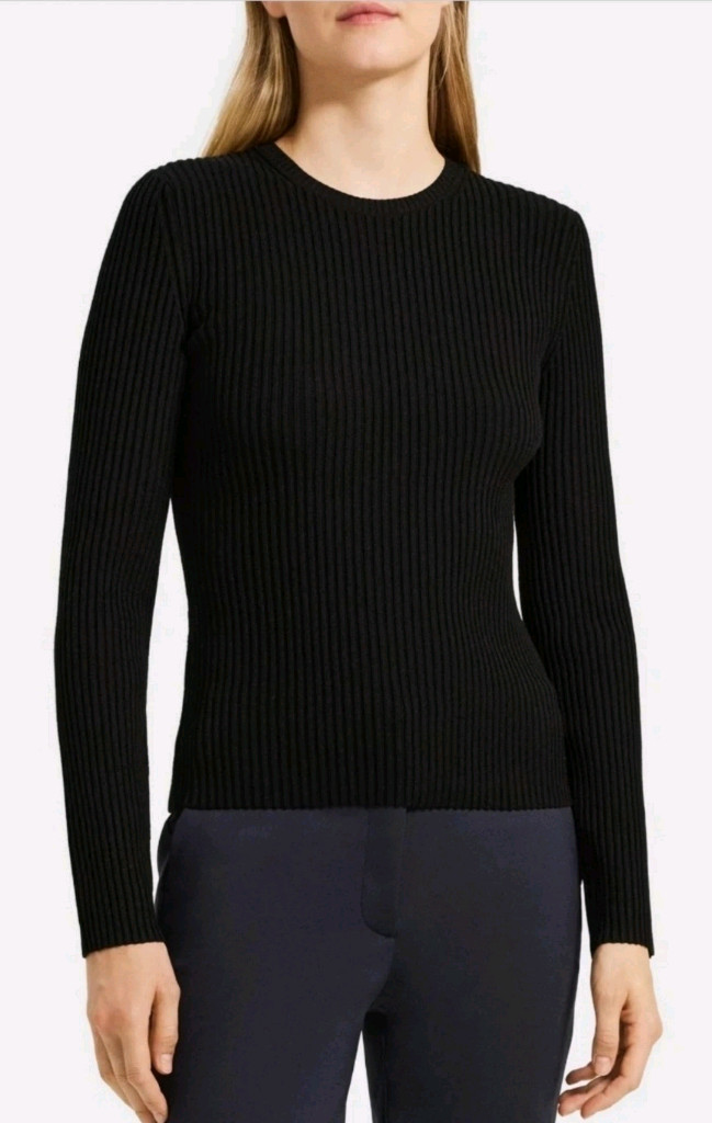 띠어리 탑 크루넥 니트 탑 블랙 P사이즈 이미지