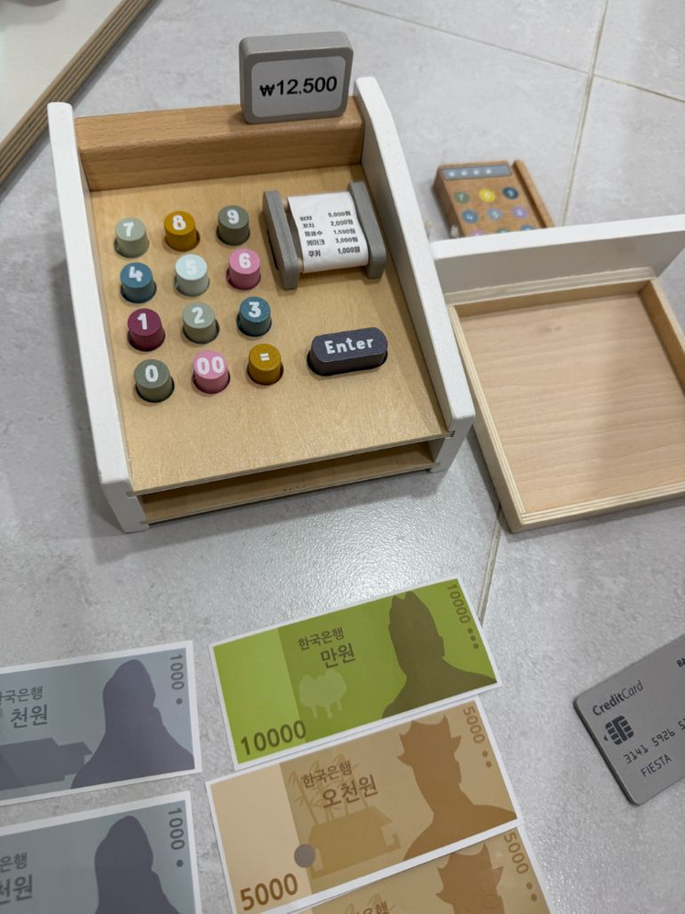 피에스타 원목 계산대 계산기 장난감 / 아기 마트놀이 이미지