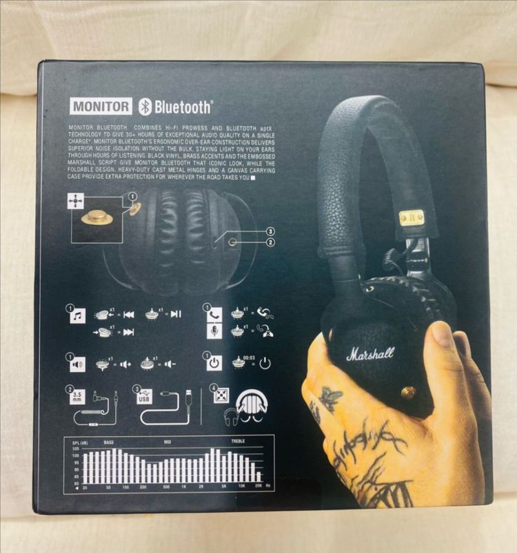 (미개봉 새상품) 마샬 모니터 블루투스 헤드폰 블랙 정품--4