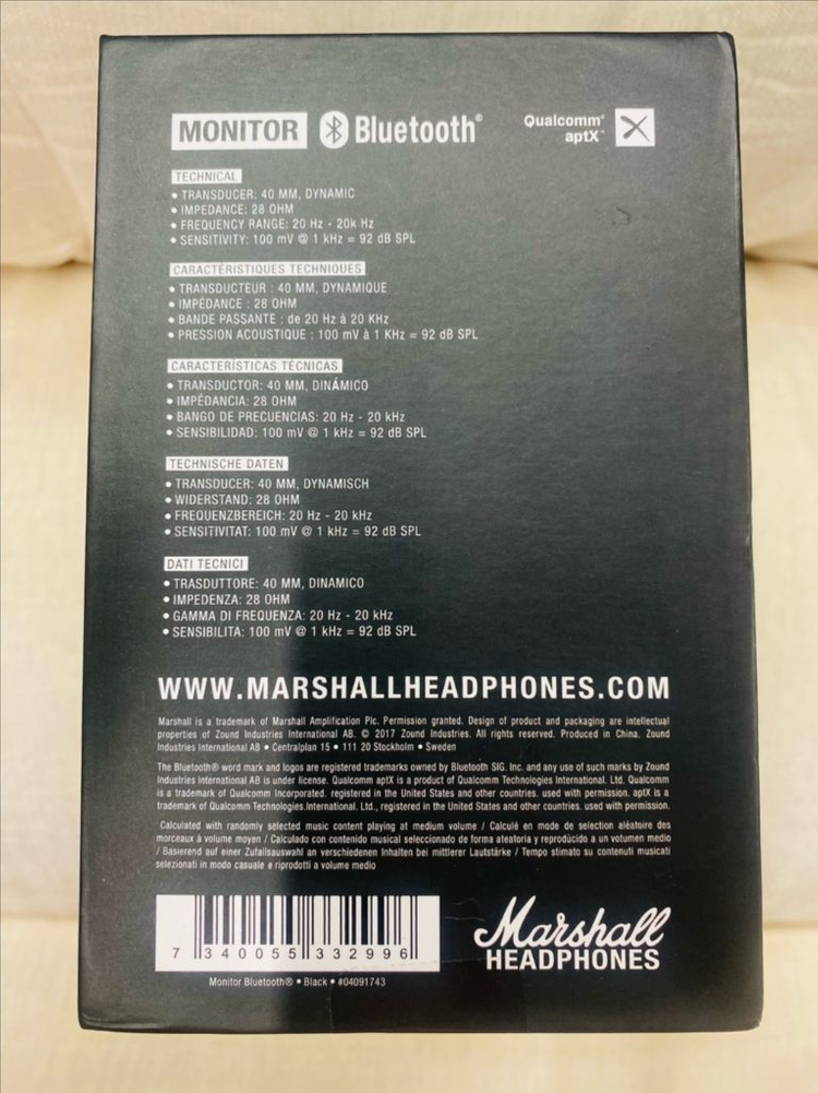 (미개봉 새상품) 마샬 모니터 블루투스 헤드폰 블랙 정품--6