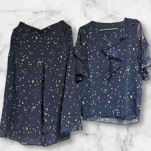 새상품 쉬폰 투피스 셋업 블라우스+팬츠 55 사이즈 이미지