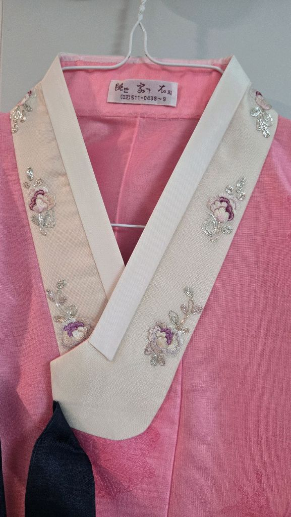 반가의 혼주 핑크색 한복 풀세트--8