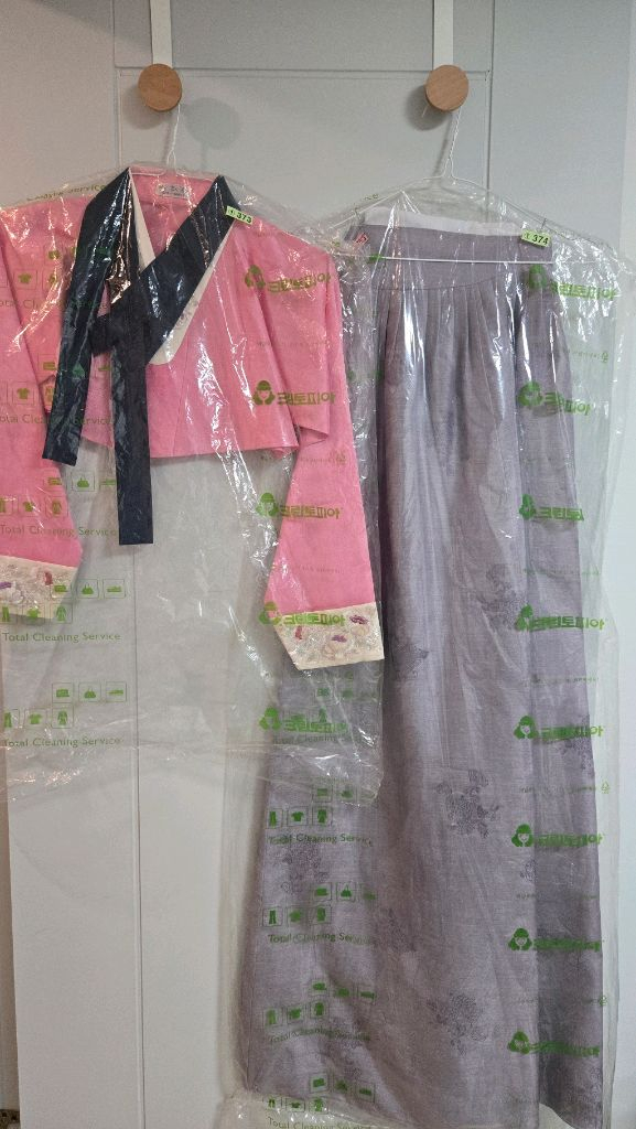 반가의 혼주 핑크색 한복 풀세트--1