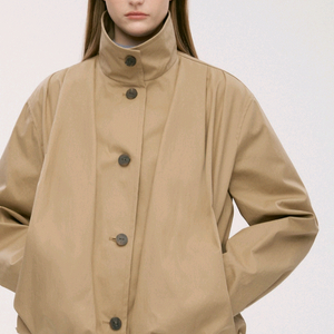 타임 모크넥 플리티드 헴 자켓