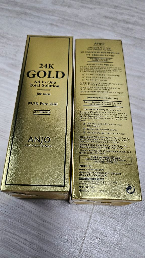 [올인원 화장품] 앙쥬 24K 골드 올인원 에센스 포맨 새상품 / 화장품/로션+스킨+에센스/남성 화장품--5