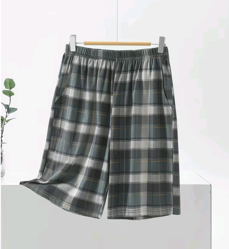 체크무늬 순면 남성용 반바지 잠옷(새상품)--1
