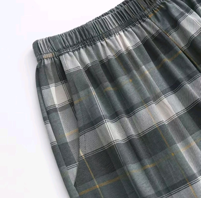 체크무늬 순면 남성용 반바지 잠옷(새상품)--2