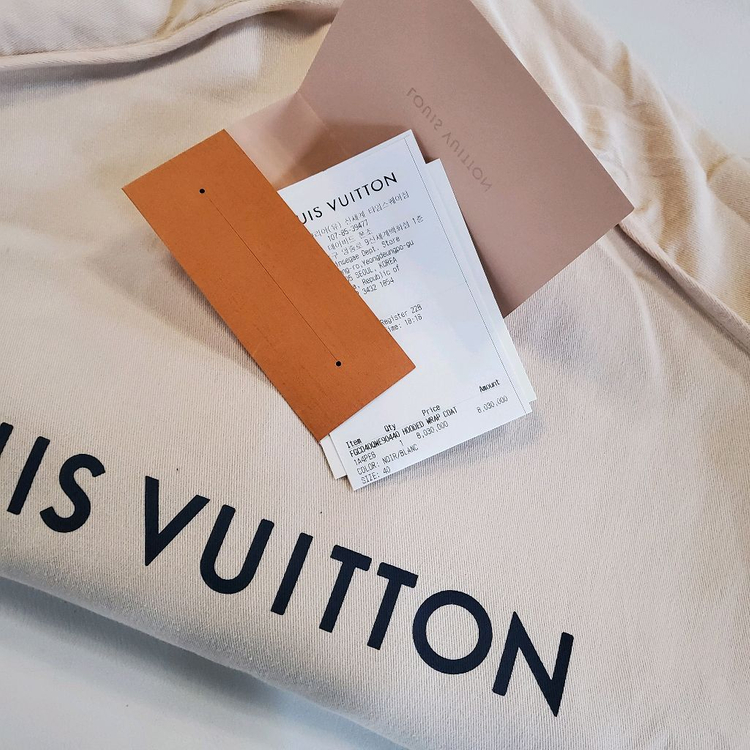 루이비통 후드 랩 코트 블랙 화이트--5