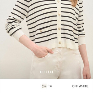 the CASHMERE 더캐시미어 울 스트라이프 브이넥 니트 가디건