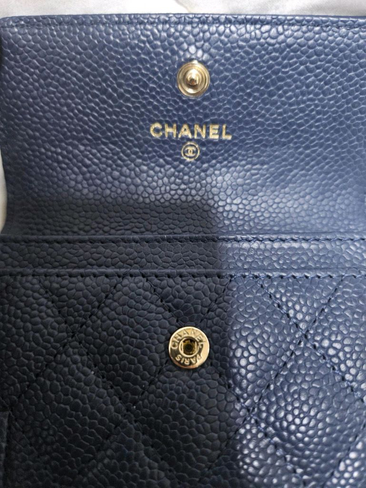 샤넬 보이 캐비어 카드지갑 네이비 샴페인골드 풀박스 이미지