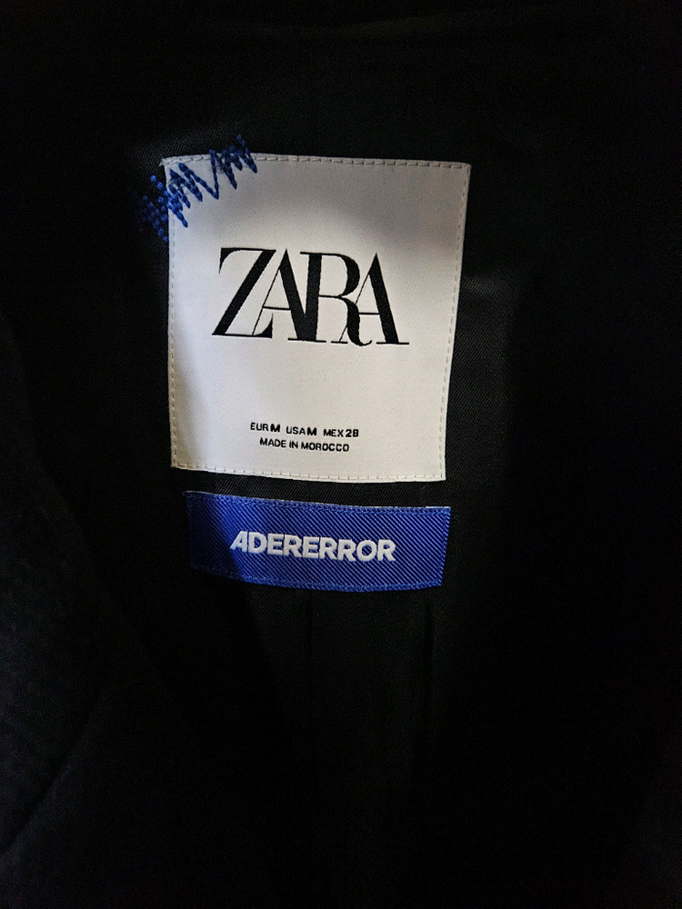 자라 x 아더에러 울 블렌드 오버사이즈 코트 블랙--2