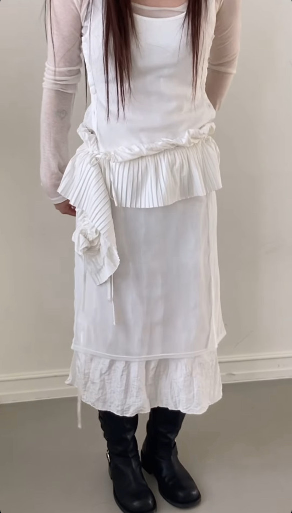 낫띵에브리띵 메쉬 레이어드 스커트 MESH LAYERED MIDI SKI 이미지