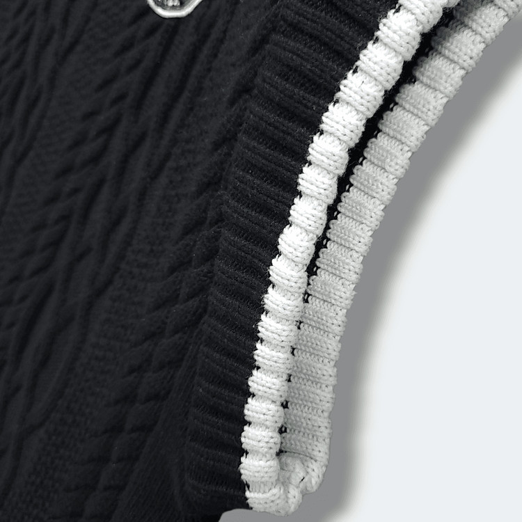 [2XL] 라이프워크 블랙 오버핏 케이블 브이넥 니트 조끼 이미지