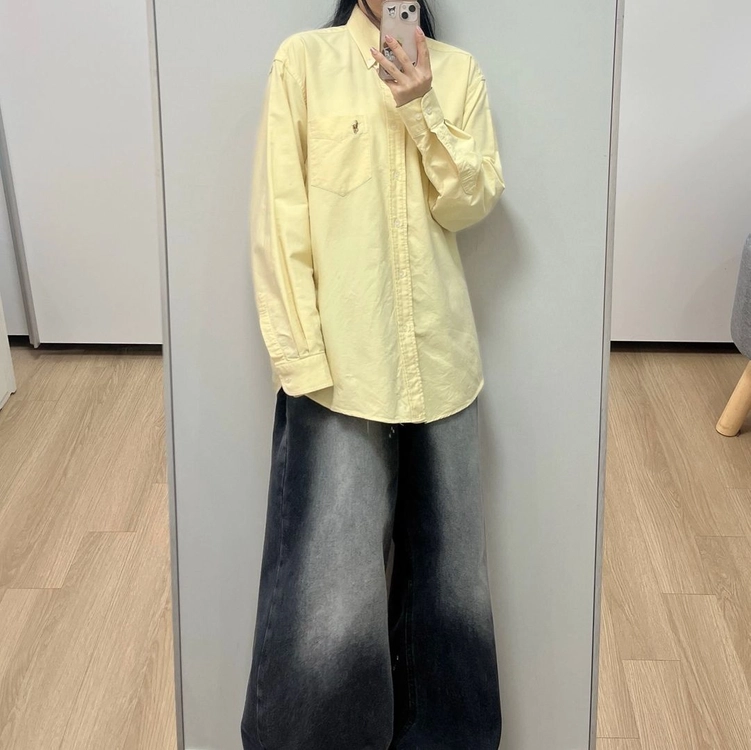 폴로 랄프로렌 원포켓 옐로우 코튼 셔츠 남방 이미지