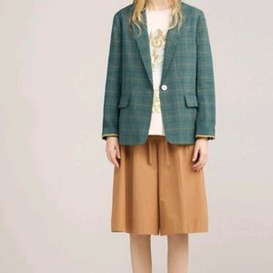 써스데이아일랜드 체크 패턴 린넨 싱글 자켓