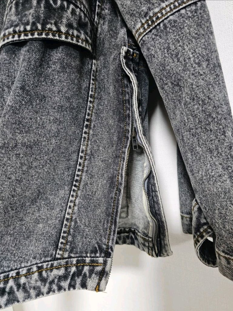 준지 후디드 라이트 그레이 워싱 오버사이즈 데님 자켓 44--7