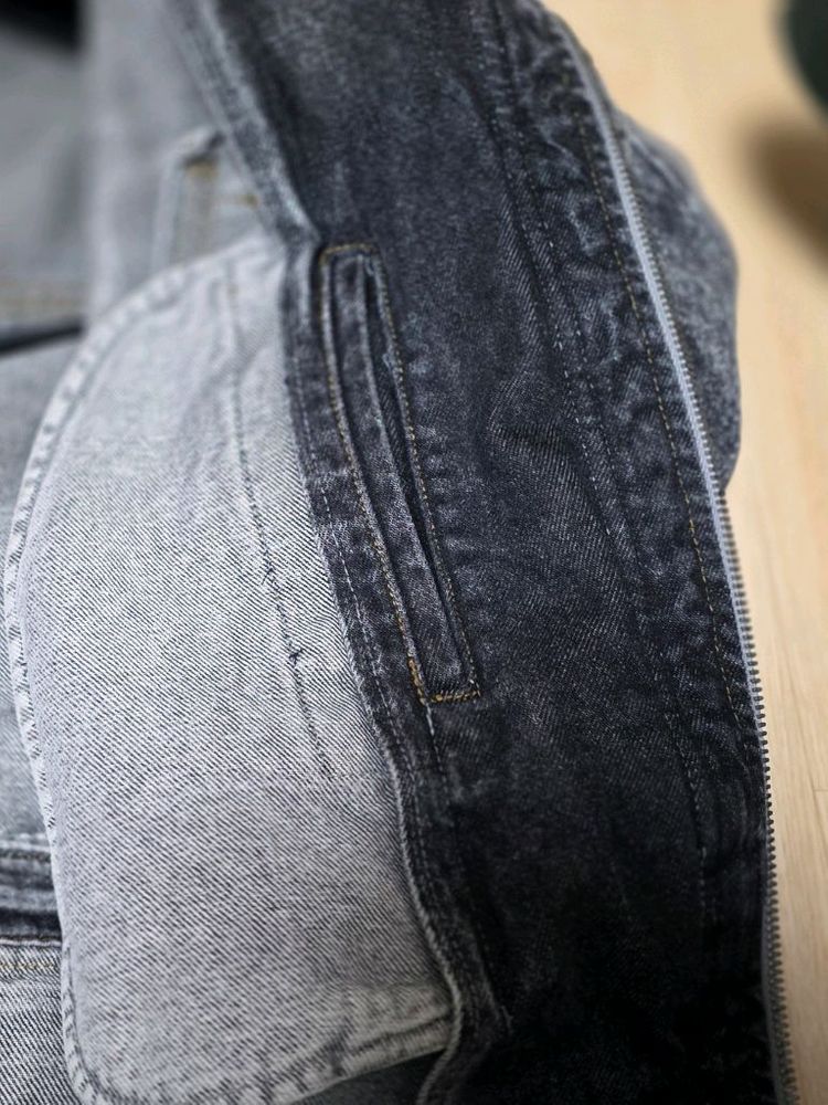 준지 후디드 라이트 그레이 워싱 오버사이즈 데님 자켓 44--9