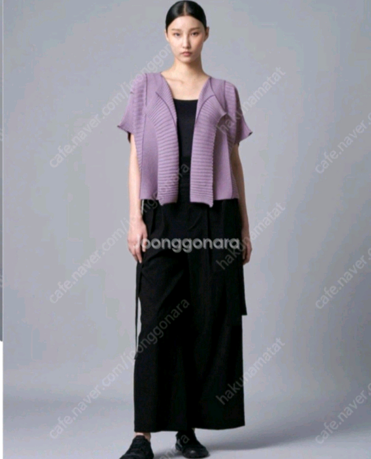 이세이미야케 플리츠플리즈 칼럼니트 가디건 보라색 새상품--2