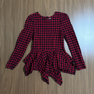 레드 블랙 체크 블라우스(사이즈 55)