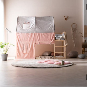 레이디가구 원목 벙커 이층 침대 핑크 텐트 일층 침대 가능 이케아