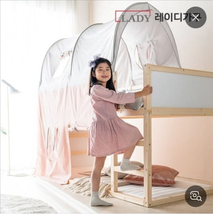 레이디가구 원목 벙커 이층 침대 핑크 텐트 일층 침대 가능 이케아--1