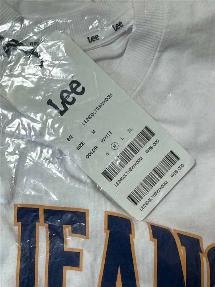 [새상품] M) Lee 리 진스 그래픽 긴팔 티셔츠 화이트--5