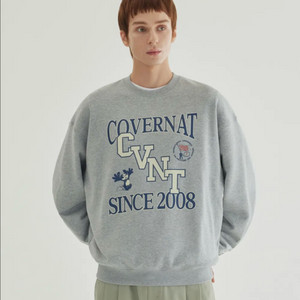 [새상품] L) 커버낫 CVNT 그래픽 맨투맨 멜란지 그레이