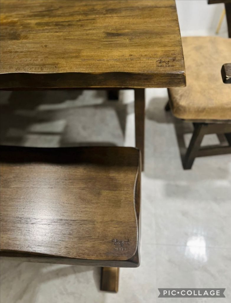 양성국갤러리 통원목 6인용 식탁/ 벤치의자/ 등받이벤치의자+회전의자 2인조세트--3