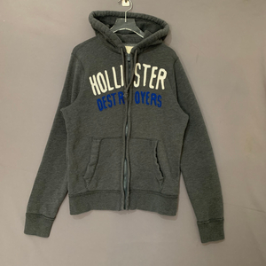 L 홀리스터 슬림핏 차콜 기모 후드집업