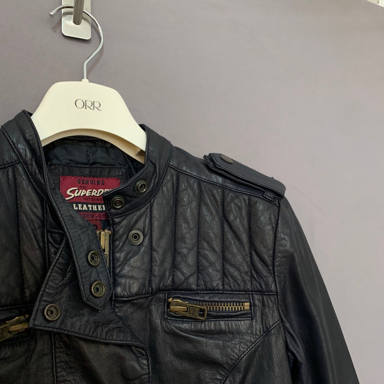 XS 슈퍼드라이 모터사이클 레더 가죽 싱글 라이더 자켓 이미지