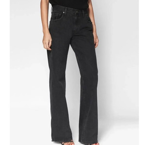 S 식스앤어하프 로우라이즈 와이드 스트레이트 블랙 데님 청바지