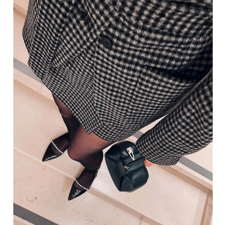 블랑쇼 모던 캐시미어 체크 랩스커트 바지 m 이미지