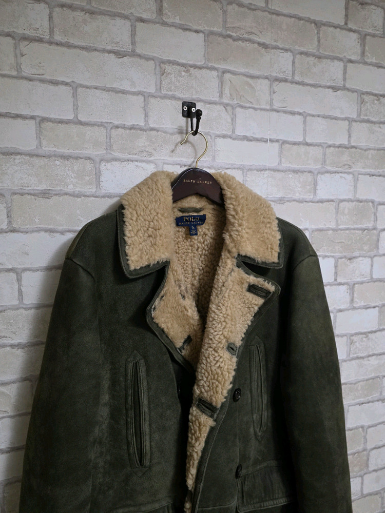 폴로 랄프로렌 레더 스웨이드 무스탕 코트 RRL 더블알엘 류준열 이진욱 이동휘 발마칸 폴로코트 무스탕 가죽--1