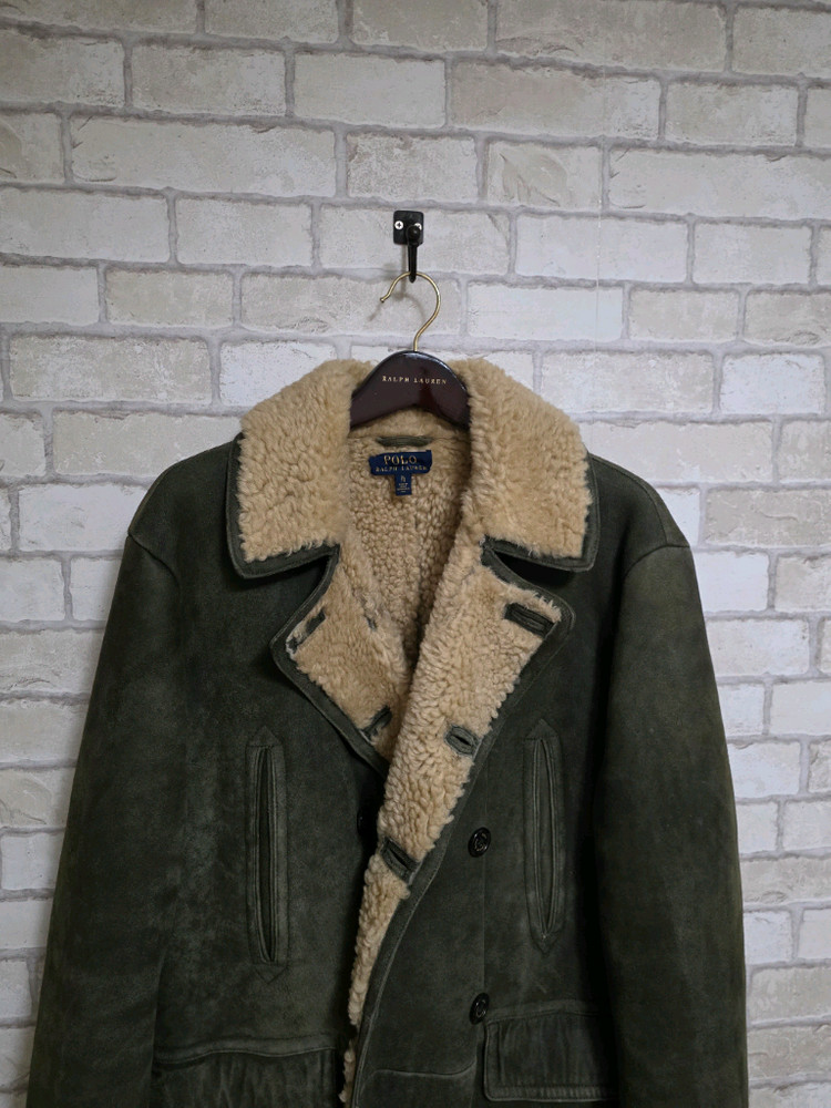 폴로 랄프로렌 레더 스웨이드 무스탕 코트 RRL 더블알엘 류준열 이진욱 이동휘 발마칸 폴로코트 무스탕 가죽--2