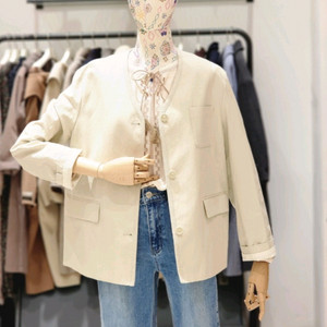 써스데이아일랜드 노카라 트리밍 자켓