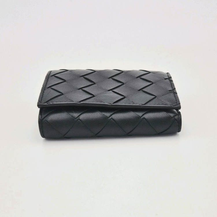 [중고명품셀렉트]보테가베네타 3단 반지갑 블랙 금장 지퍼 지갑 이미지