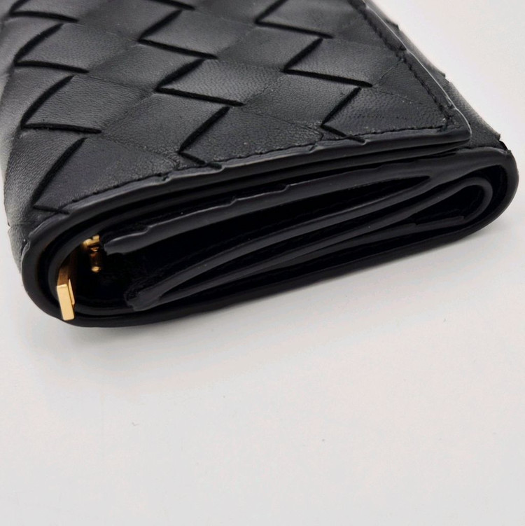 [중고명품셀렉트]보테가베네타 3단 반지갑 블랙 금장 지퍼 지갑 이미지