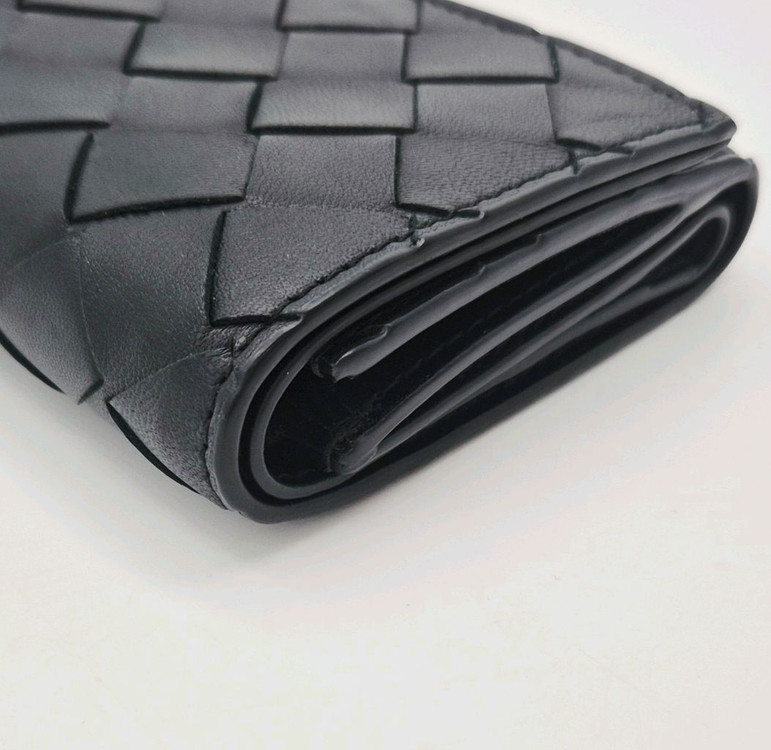 [중고명품셀렉트]보테가베네타 3단 반지갑 블랙 금장 지퍼 지갑 이미지