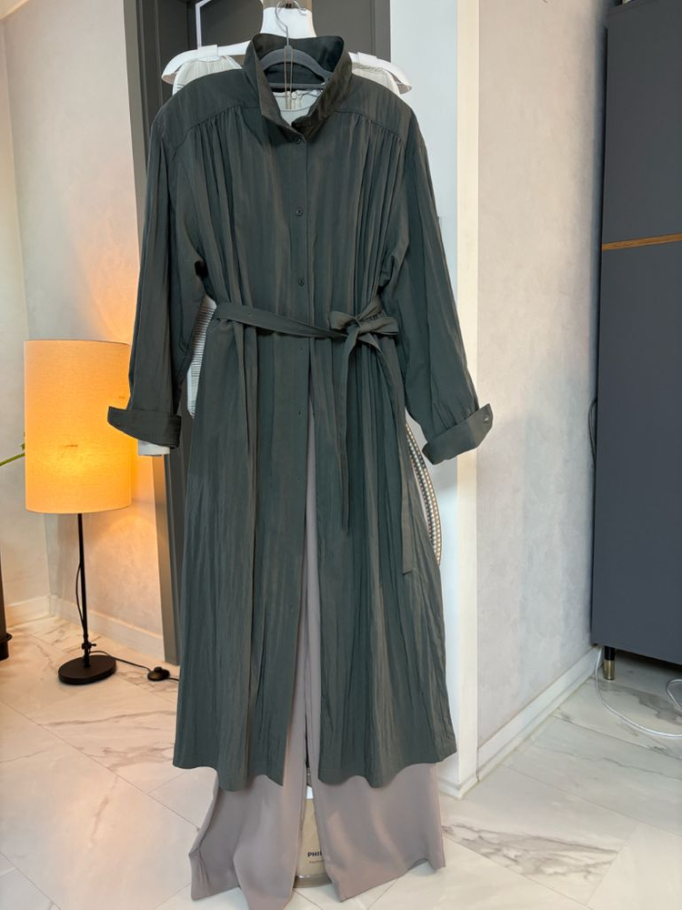 레이스 rrace 셔링 트렌치 원피스형 코트(새상품) 이미지