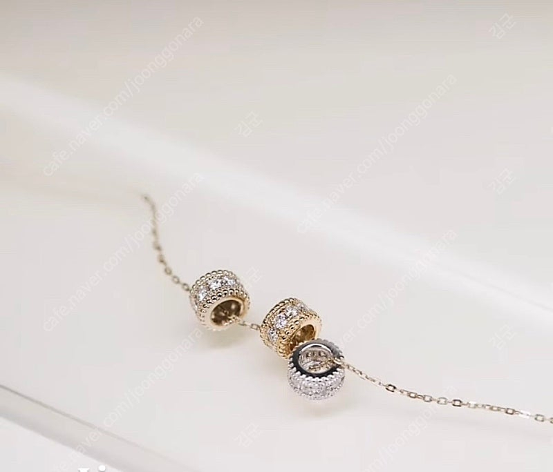 [새제품] 14k 원통 펜던트 랩다이아 화이트골드 이미지