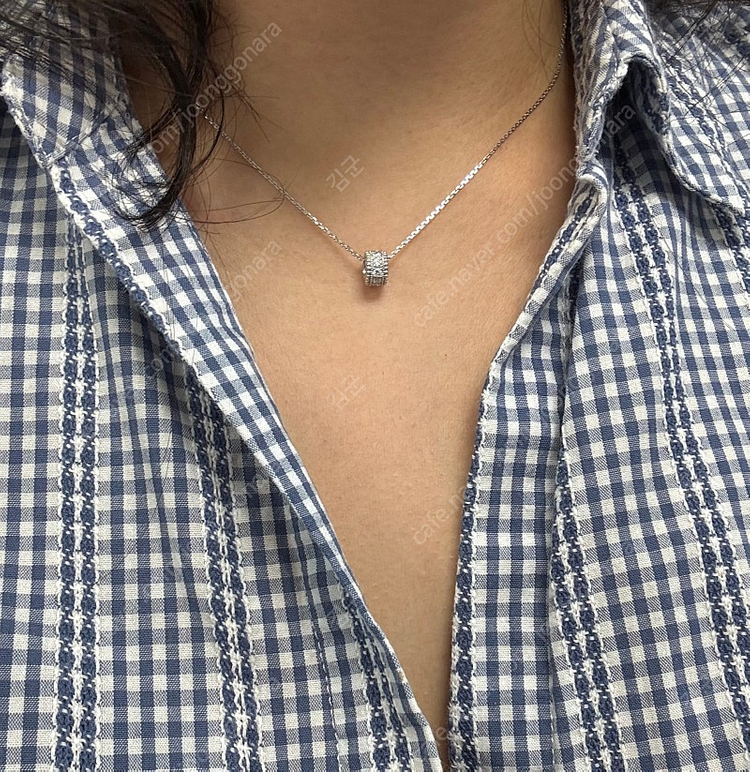 [새제품] 14k 원통 펜던트 랩다이아 화이트골드 이미지