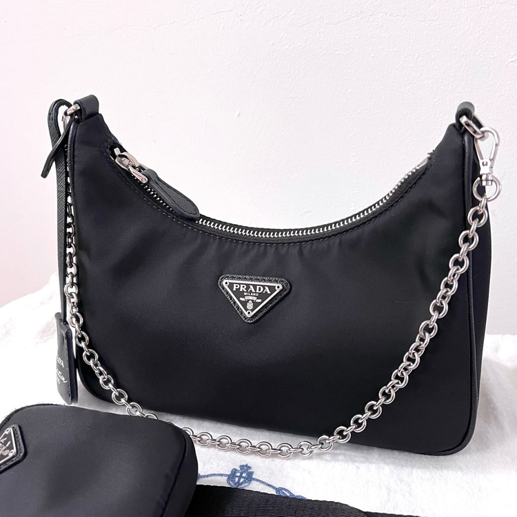 [S급/정품] 프라다 테수토 사피아노 2005 호보백 가방 블랙--1