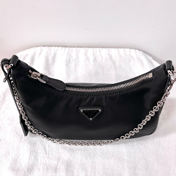[S급/정품] 프라다 테수토 사피아노 2005 호보백 가방 블랙--4