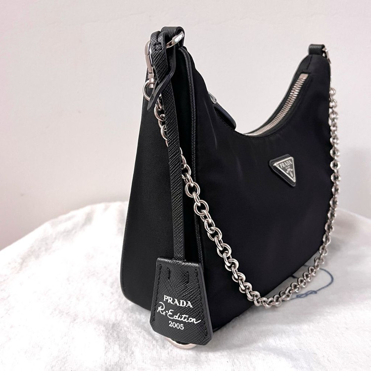 [S급/정품] 프라다 테수토 사피아노 2005 호보백 가방 블랙--5