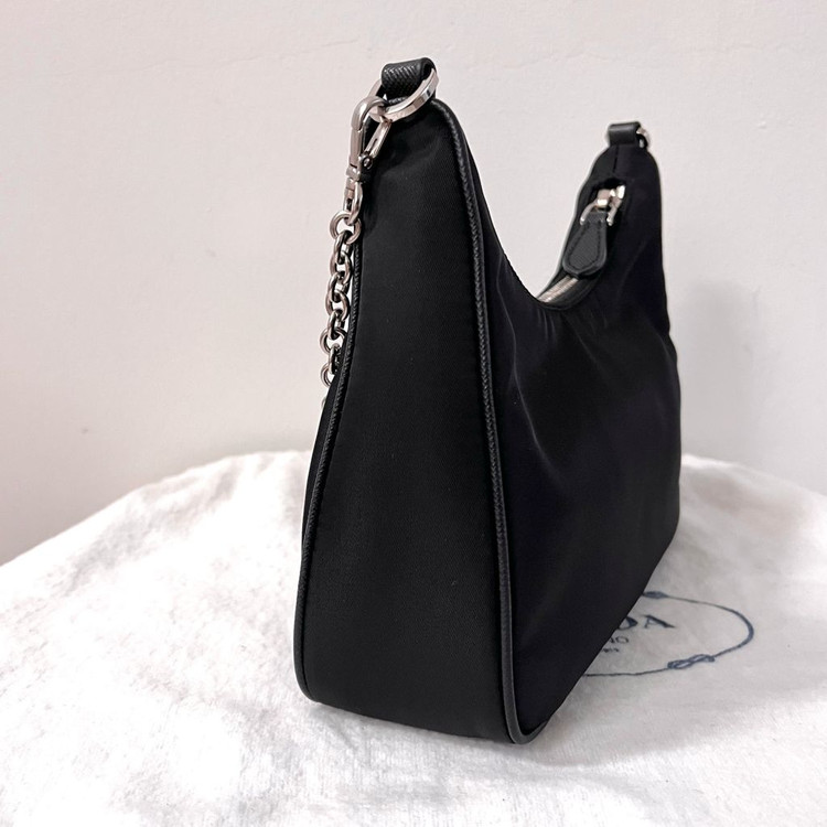 [S급/정품] 프라다 테수토 사피아노 2005 호보백 가방 블랙--6