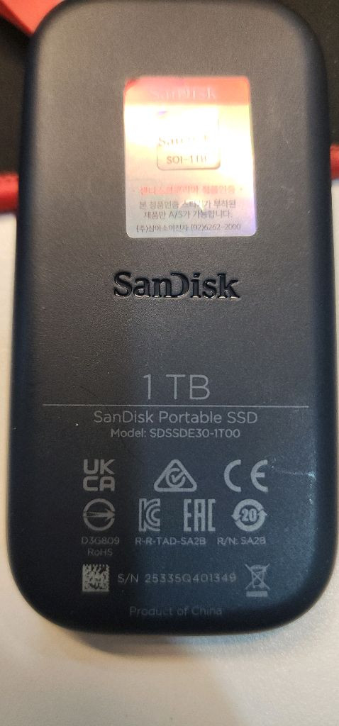 (미개봉) 샌디스크 정품 외장 SSD 포터블 1테라 E30 1TB 대용량 휴대용 메모리--4