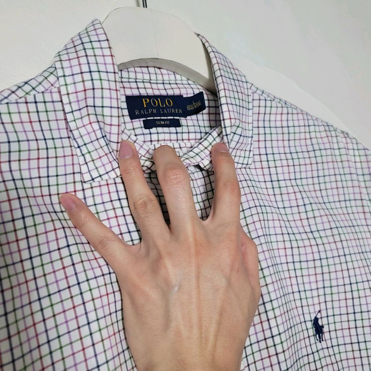 100_폴로 멀티컬러 체크 셔츠 슬림 랄프로렌--5