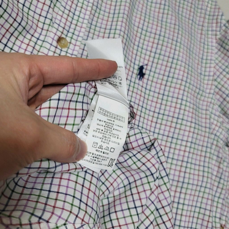 100_폴로 멀티컬러 체크 셔츠 슬림 랄프로렌--6