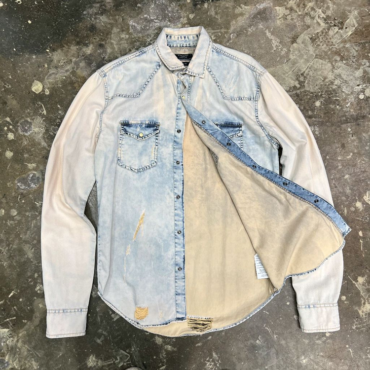 M) ZARA 자라 빈티지 워싱 데님셔츠 남방 청남방 이미지