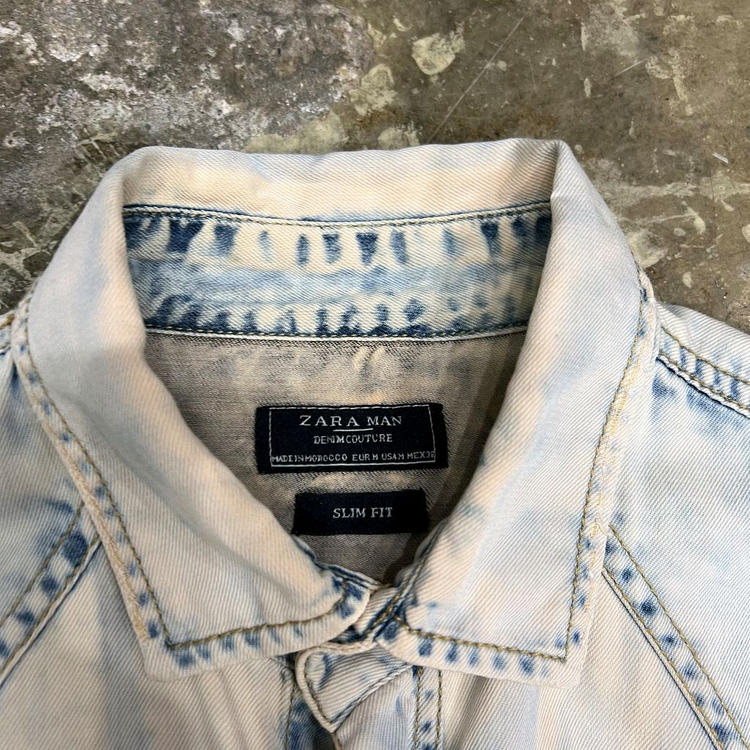 M) ZARA 자라 빈티지 워싱 데님셔츠 남방 청남방 이미지